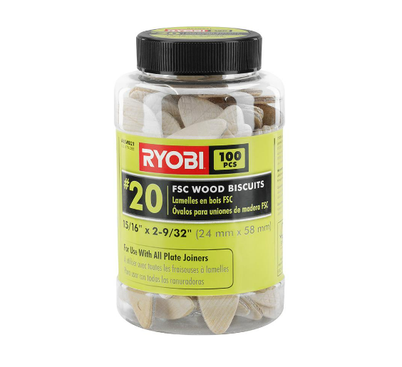 RYOBI 100 PC. #20 Wood Biscuits